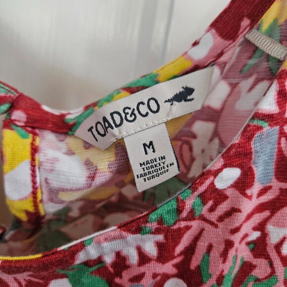 Toad&Co Laurel Floral Print Short Sleeve Organic Cotton Blend Dress Size M - Picture 7 of 7